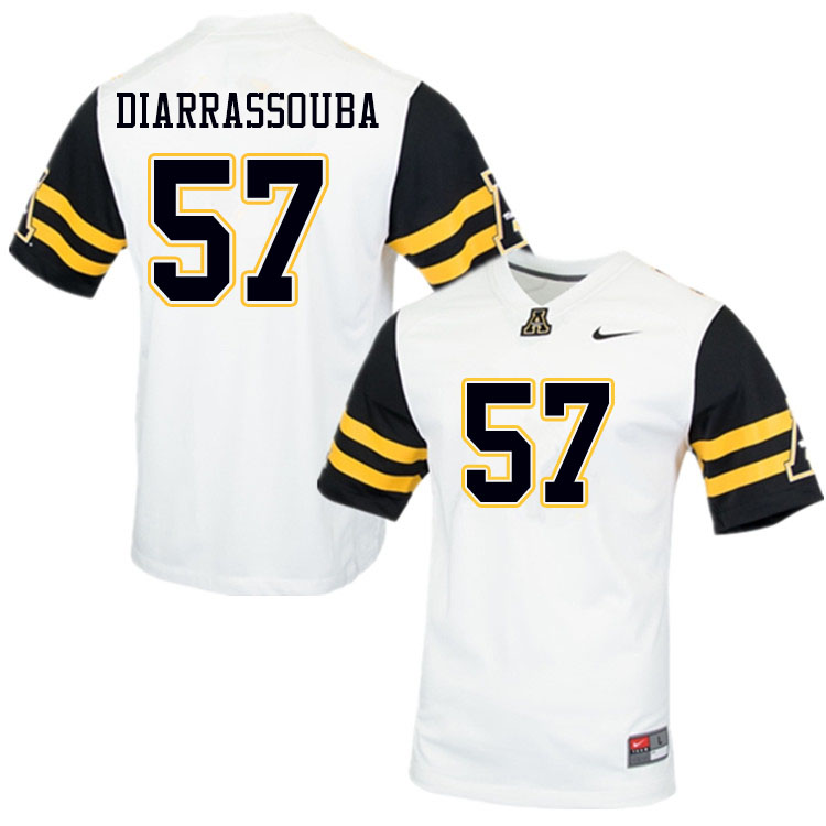 Men #57 Elijah Diarrassouba Appalachian State Mountaineers College Football Jerseys Sale-White